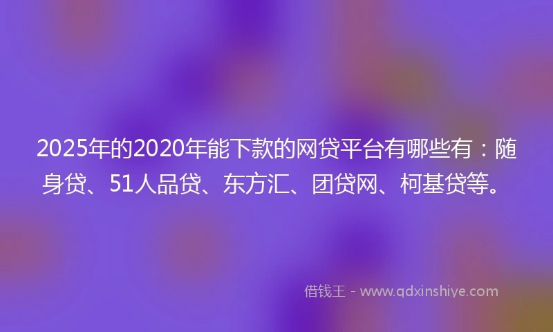 2025年的2020年能下款的网贷平台有哪些有：随身贷、51人品贷、东方汇、团贷网、柯基贷等。