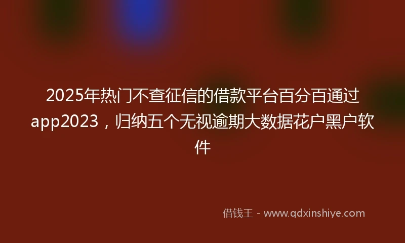 2025年热门不查征信的借款平台百分百通过app2023，归纳五个无视逾期大数据花户黑户软件