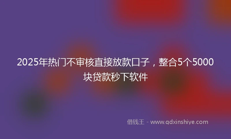2025年热门不审核直接放款口子，整合5个5000块贷款秒下软件