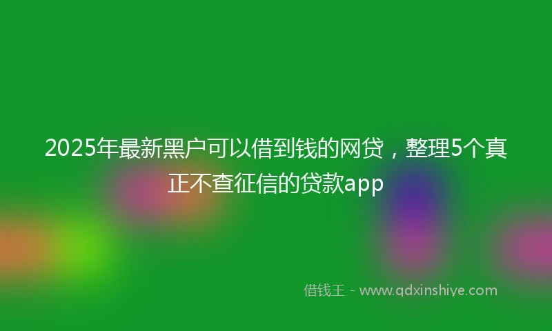 2025年最新黑户可以借到钱的网贷，整理5个真正不查征信的贷款app