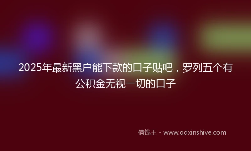 2025年最新黑户能下款的口子贴吧，罗列五个有公积金无视一切的口子