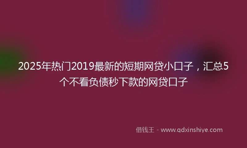 2025年热门2019最新的短期网贷小口子，汇总5个不看负债秒下款的网贷口子