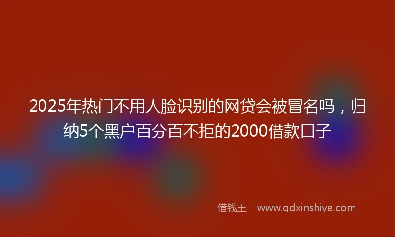 2025年热门不用人脸识别的网贷会被冒名吗，归纳5个黑户百分百不拒的2000借款口子