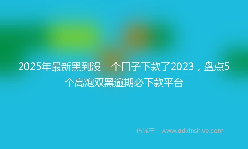 2025年最新黑到没一个口子下款了2023，盘点5个高炮双黑逾期必下款平台