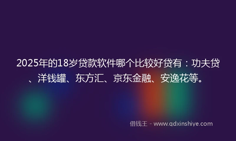 2025年的18岁贷款软件哪个比较好贷有：功夫贷、洋钱罐、东方汇、京东金融、安逸花等。