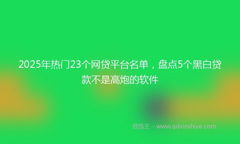 2025年热门23个网贷平台名单，盘点5个黑白贷款不是高炮的软件