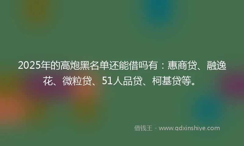 2025年的高炮黑名单还能借吗有:惠商贷、融逸花、微粒贷、51人品贷、柯基贷等。