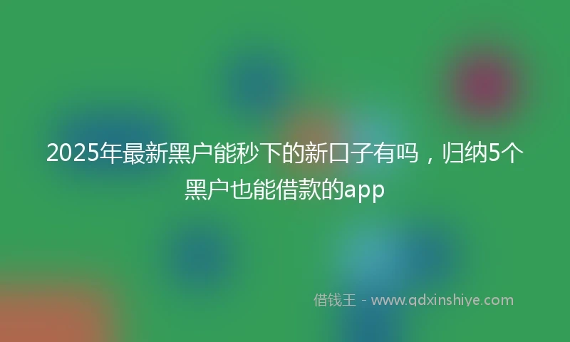 2025年最新黑户能秒下的新口子有吗，归纳5个黑户也能借款的app