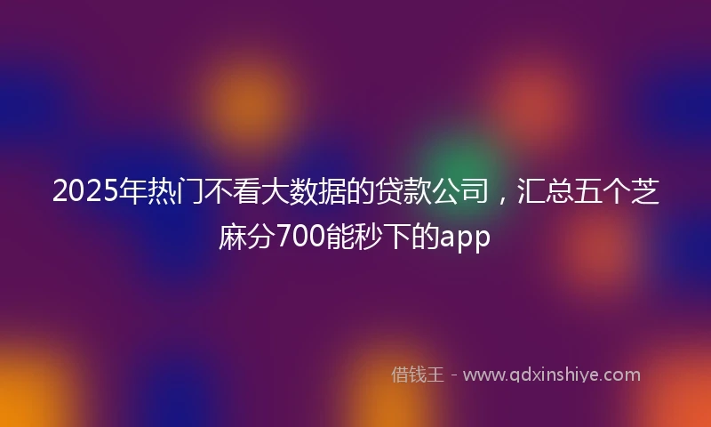 2025年热门不看大数据的贷款公司，汇总五个芝麻分700能秒下的app