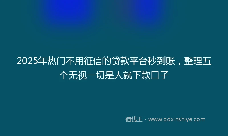 2025年热门不用征信的贷款平台秒到账，整理五个无视一切是人就下款口子