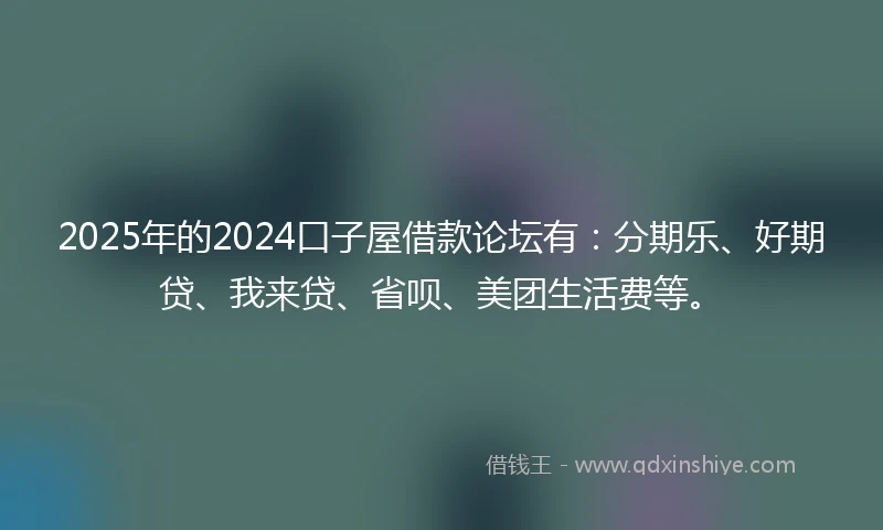 2025年的2024口子屋借款论坛有：分期乐、好期贷、我来贷、省呗、美团生活费等。