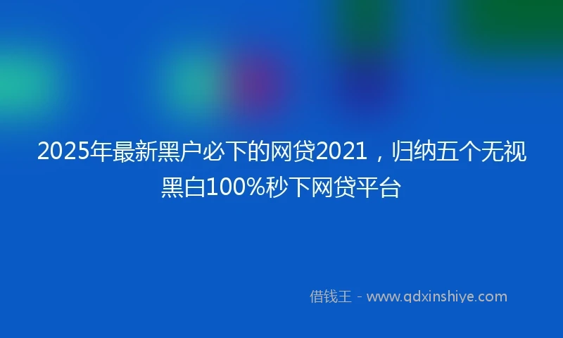 2025年最新黑户必下的网贷2021，归纳五个无视黑白100%秒下网贷平台