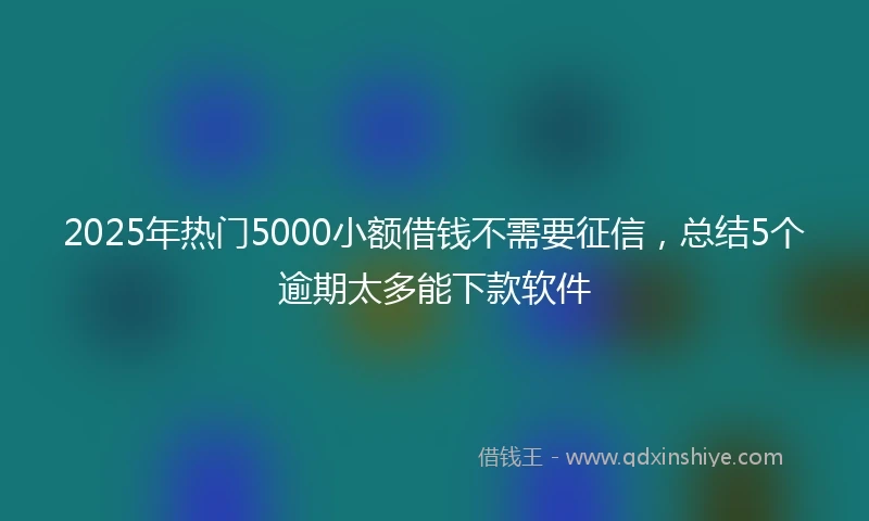 2025年热门5000小额借钱不需要征信，总结5个逾期太多能下款软件