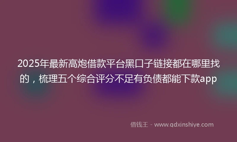 2025年最新高炮借款平台黑口子链接都在哪里找的，梳理五个综合评分不足有负债都能下款app