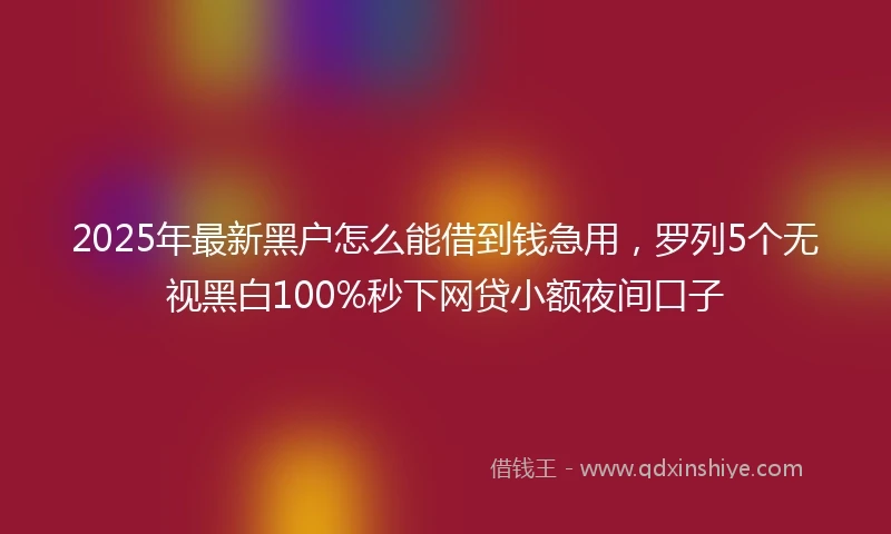 2025年最新黑户怎么能借到钱急用，罗列5个无视黑白100%秒下网贷小额夜间口子