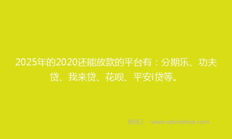 2025年的2020还能放款的平台有：分期乐、功夫贷、我来贷、花呗、平安i贷等。
