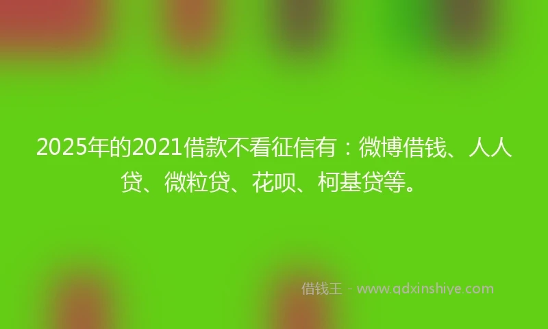 2025年的2021借款不看征信有：微博借钱、人人贷、微粒贷、花呗、柯基贷等。