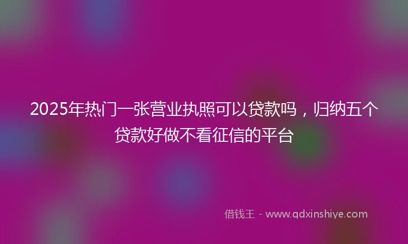 2025年热门一张营业执照可以贷款吗，归纳五个贷款好做不看征信的平台