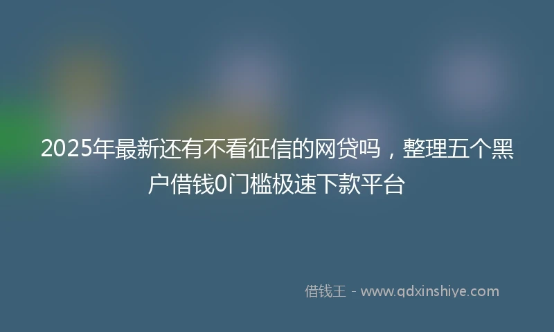 2025年最新还有不看征信的网贷吗，整理五个黑户借钱0门槛极速下款平台