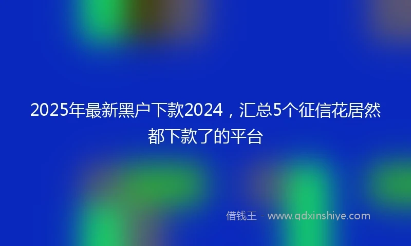 2025年最新黑户下款2024，汇总5个征信花居然都下款了的平台