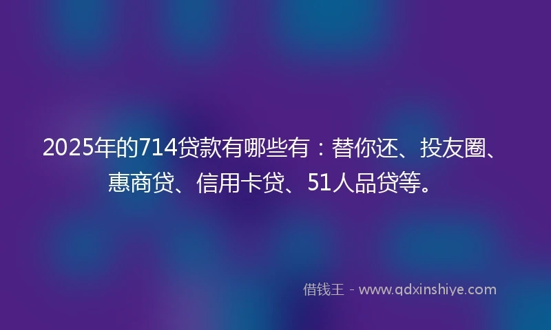 2025年的714贷款有哪些有：替你还、投友圈、惠商贷、信用卡贷、51人品贷等。