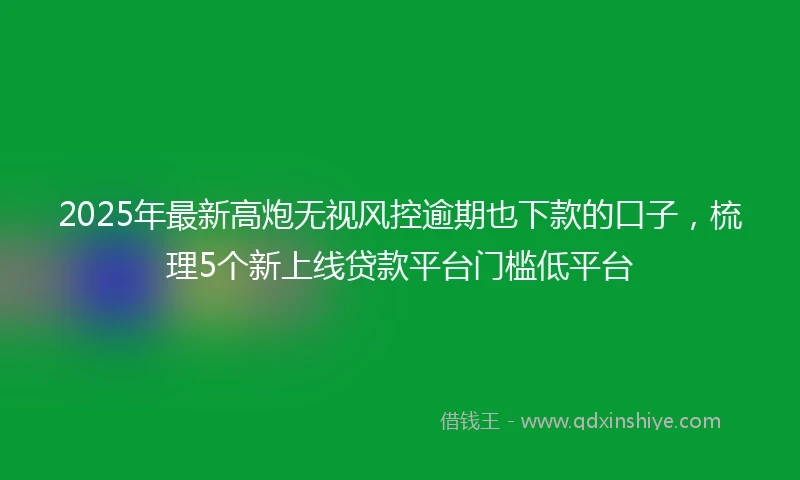 2025年最新高炮无视风控逾期也下款的口子，梳理5个新上线贷款平台门槛低平台