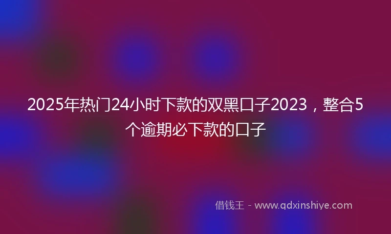 2025年热门24小时下款的双黑口子2023，整合5个逾期必下款的口子