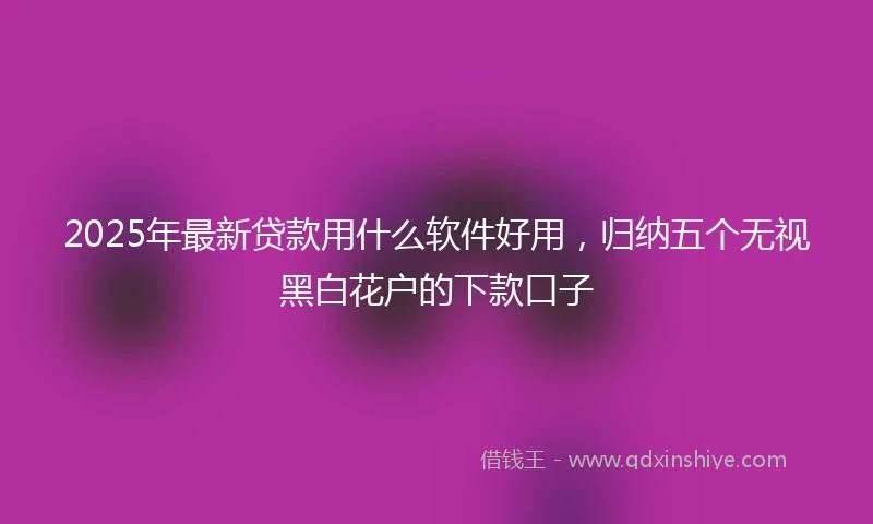 2025年最新贷款用什么软件好用，归纳五个无视黑白花户的下款口子