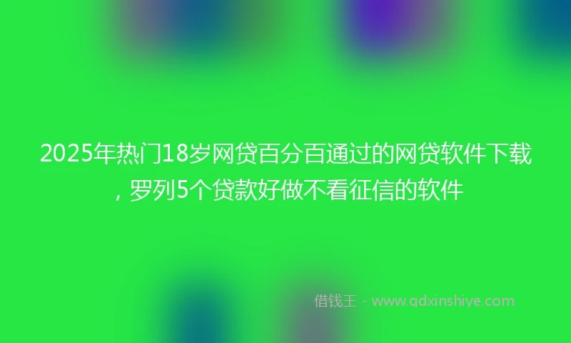 2025年热门18岁网贷百分百通过的网贷软件下载，罗列5个贷款好做不看征信的软件