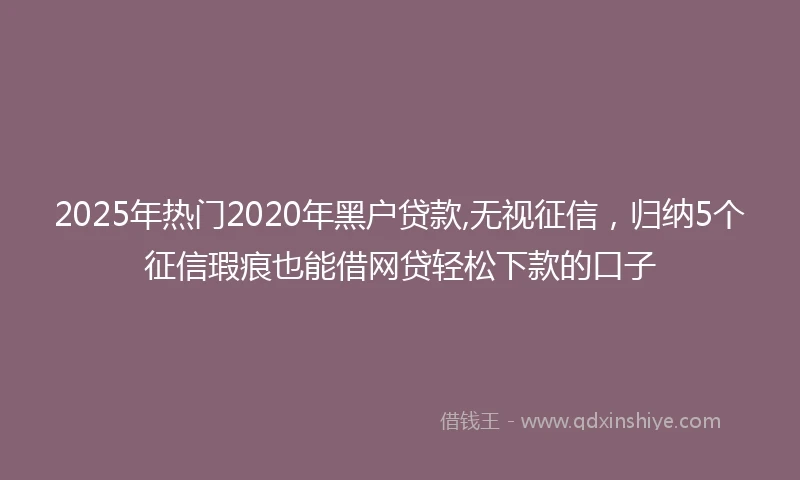2025年热门2020年黑户贷款,无视征信，归纳5个征信瑕疵也能借网贷轻松下款的口子