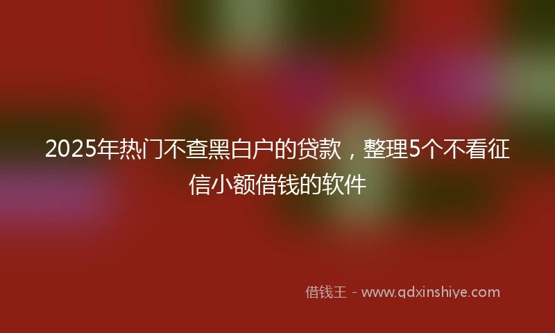 2025年热门不查黑白户的贷款，整理5个不看征信小额借钱的软件