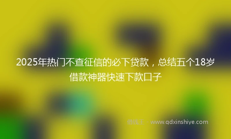 2025年热门不查征信的必下贷款，总结五个18岁借款神器快速下款口子