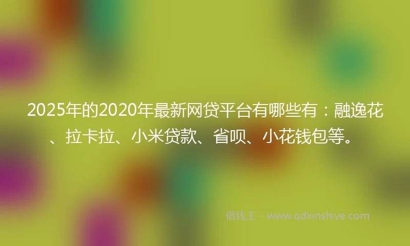 2025年的2020年最新网贷平台有哪些有：融逸花、拉卡拉、小米贷款、省呗、小花钱包等。