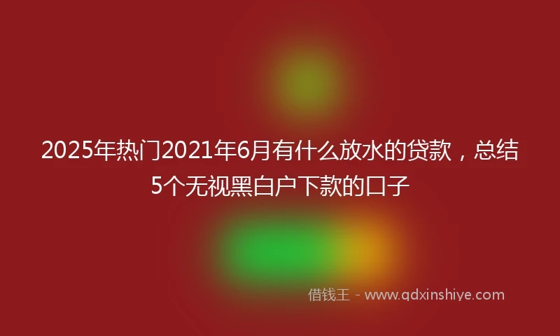 2025年热门2021年6月有什么放水的贷款，总结5个无视黑白户下款的口子
