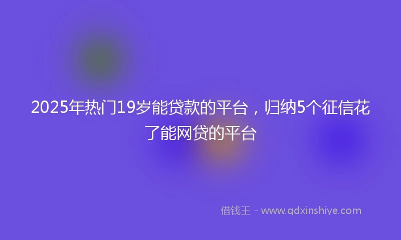 2025年热门19岁能贷款的平台，归纳5个征信花了能网贷的平台