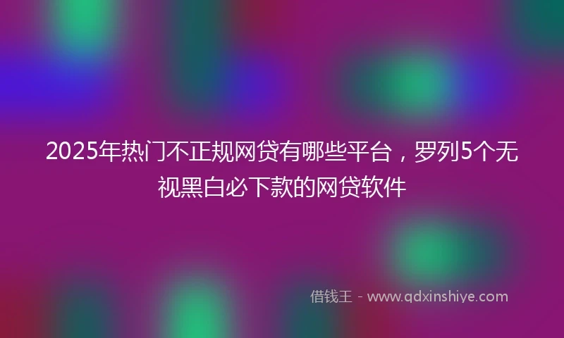 2025年热门不正规网贷有哪些平台，罗列5个无视黑白必下款的网贷软件
