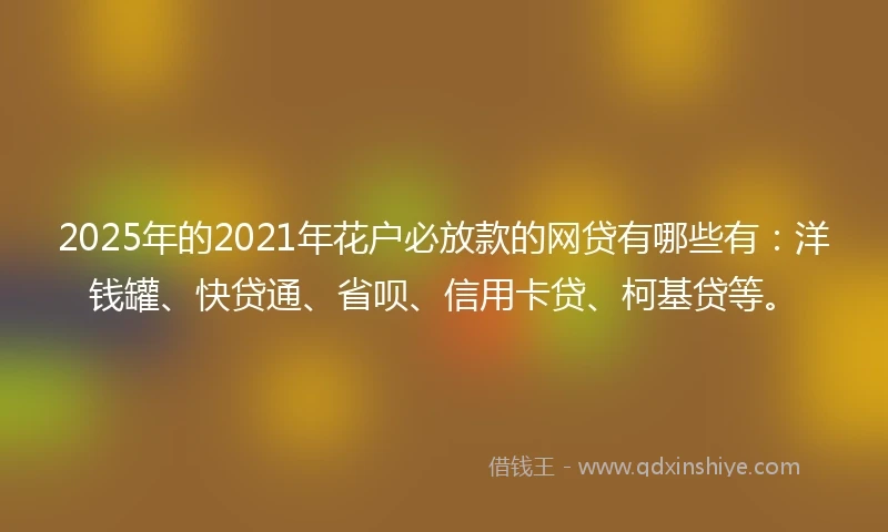 2025年的2021年花户必放款的网贷有哪些有：洋钱罐、快贷通、省呗、信用卡贷、柯基贷等。