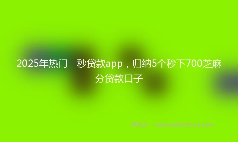 2025年热门一秒贷款app，归纳5个秒下700芝麻分贷款口子