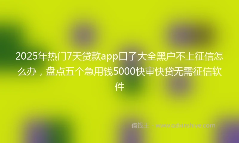 2025年热门7天贷款app口子大全黑户不上征信怎么办，盘点五个急用钱5000快审快贷无需征信软件