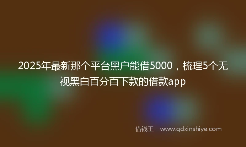 2025年最新那个平台黑户能借5000，梳理5个无视黑白百分百下款的借款app