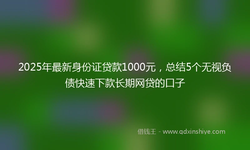 2025年最新身份证贷款1000元，总结5个无视负债快速下款长期网贷的口子