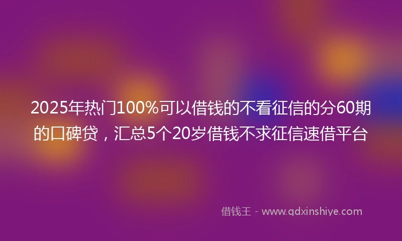 2025年热门100%可以借钱的不看征信的分60期的口碑贷，汇总5个20岁借钱不求征信速借平台