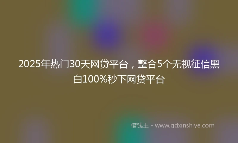 2025年热门30天网贷平台，整合5个无视征信黑白100%秒下网贷平台