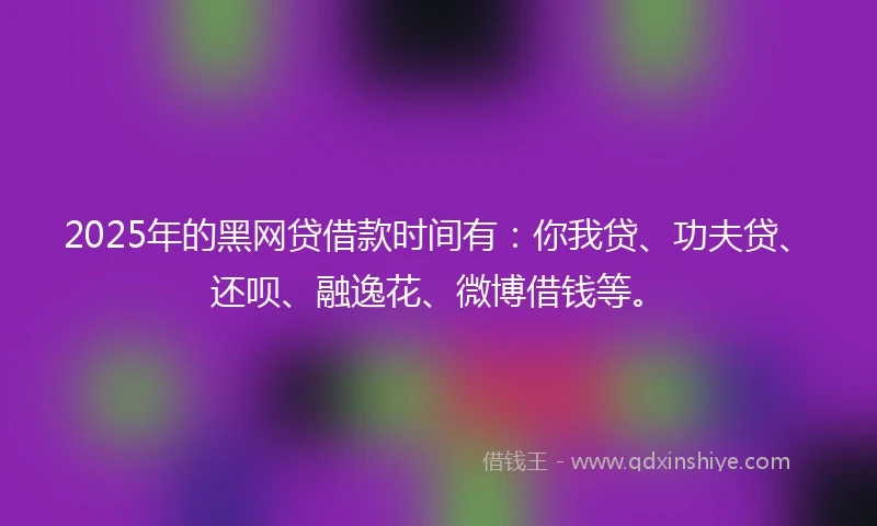 2025年的黑网贷借款时间有：你我贷、功夫贷、还呗、融逸花、微博借钱等。