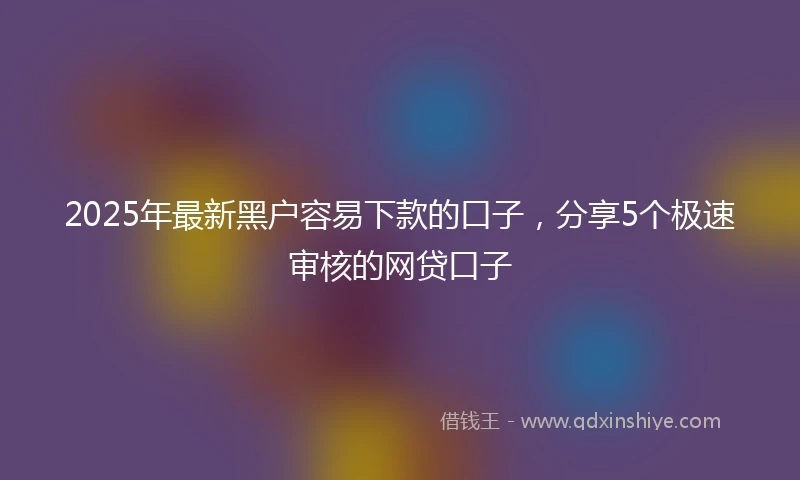 2025年最新黑户容易下款的口子，分享5个极速审核的网贷口子
