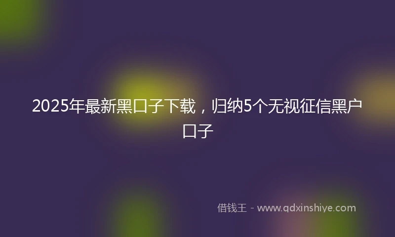 2025年最新黑口子下载，归纳5个无视征信黑户口子