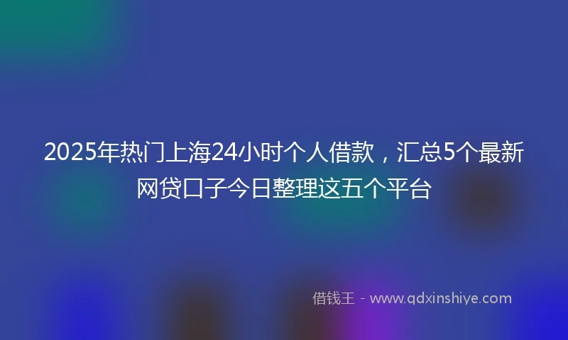 2025年热门上海24小时个人借款，汇总5个最新网贷口子今日整理这五个平台