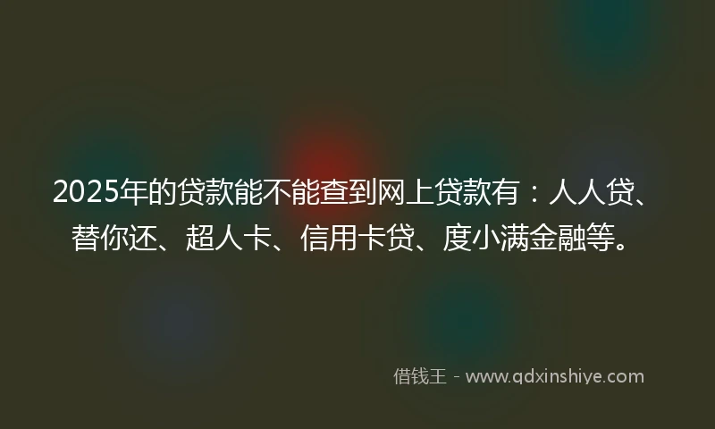 2025年的贷款能不能查到网上贷款有：人人贷、替你还、超人卡、信用卡贷、度小满金融等。