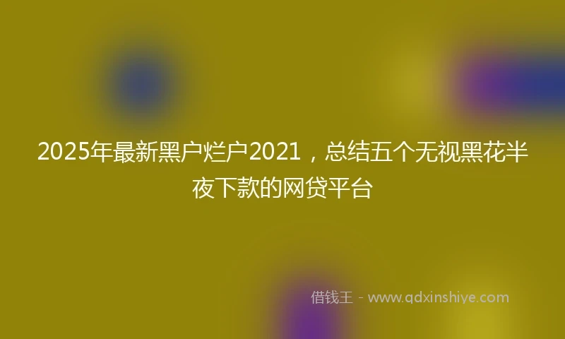 2025年最新黑户烂户2021，总结五个无视黑花半夜下款的网贷平台