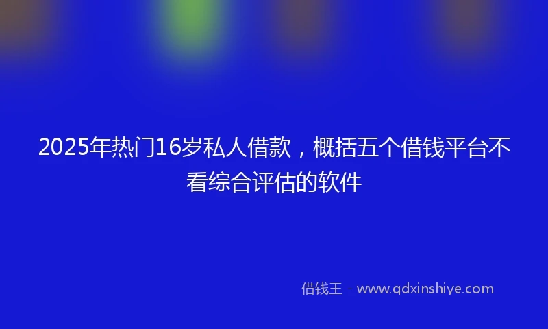 2025年热门16岁私人借款，概括五个借钱平台不看综合评估的软件